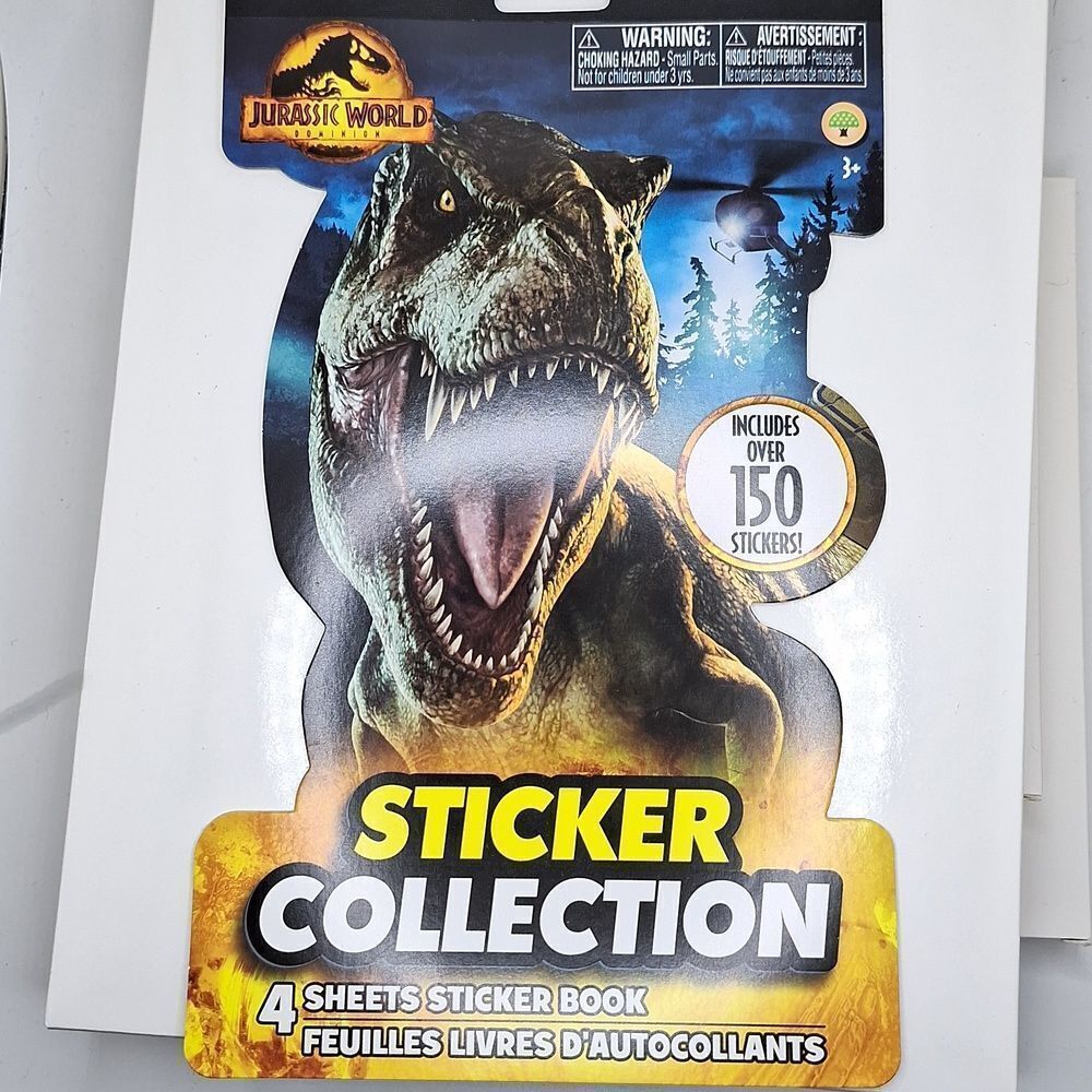 Jurrassic world dominion sticker book over 150 pieces 4 sheets stocking stuffers